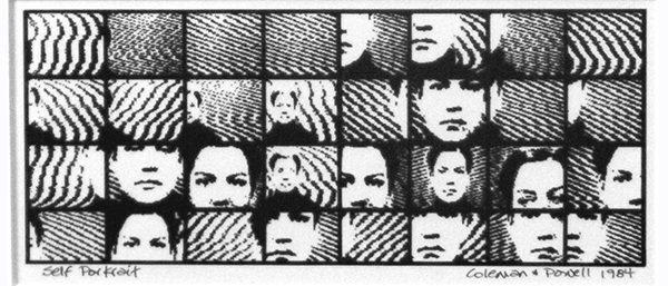 Connie Coleman:  self portrait print - z-80 dot matrix print. software by David Jones 1981