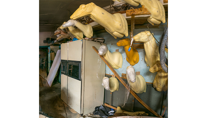 "Frig with taxidermy forms" Taxidermy Shop, PA photo by Alan Powell, 2017