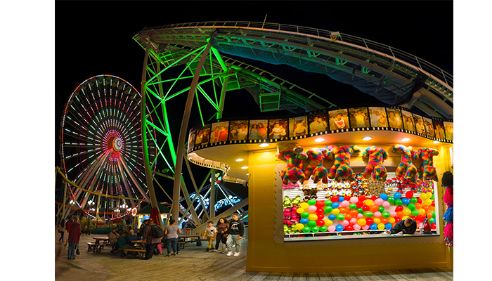 "Ferris Wheel, Roller Coaster, Balloons" Morey's Piers at night Wildwood New Jersey , photo by Alan Powell 2017